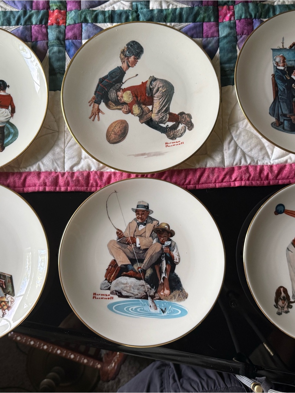 Norman Rockwell Style Porcelain Decorative Plate - Multi